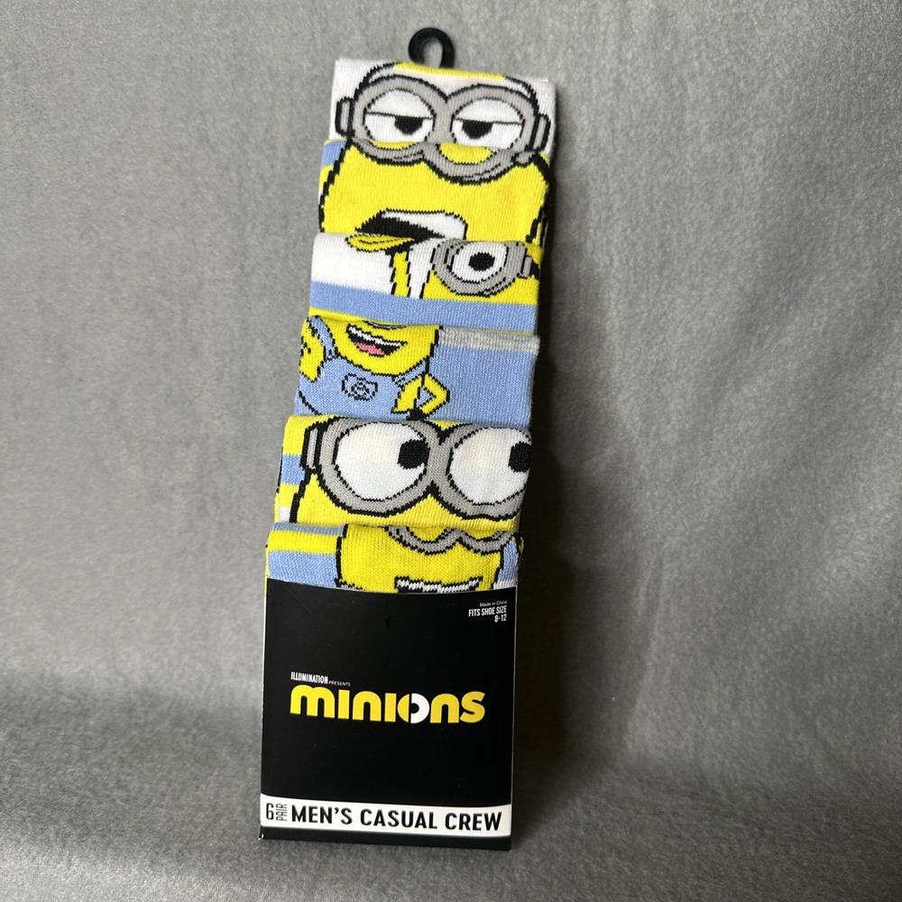 Minions Crew Socks Shoe Size 8-12‎ - 6 Pair
